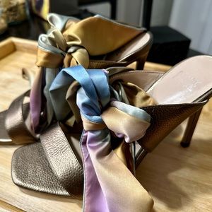 Paige Metallic Leather shoes with silk ties